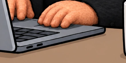 the hands, still typing, eleven hours in